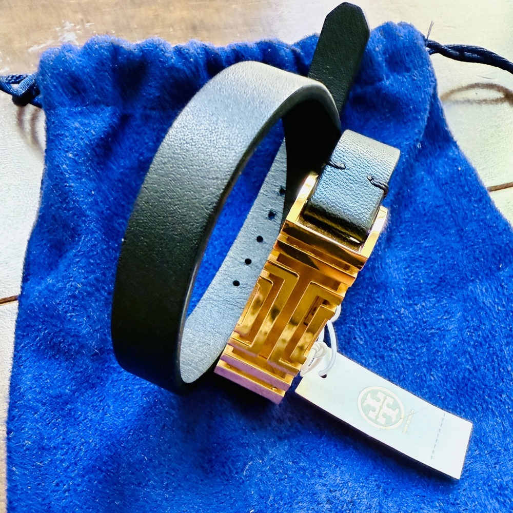 Tory Burch Black and Gold Geometric Bracelet for Fitbit